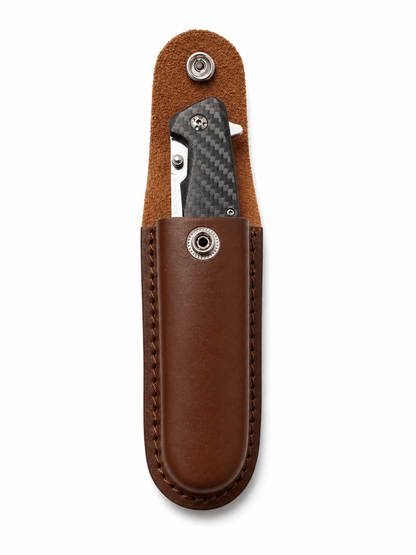 Kožené pouzdro, obal na nůž s knoflíkem na opasek