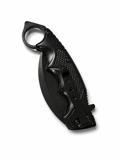 Karambit kés, Black Airsoft, összecsukható, gyűrűvel