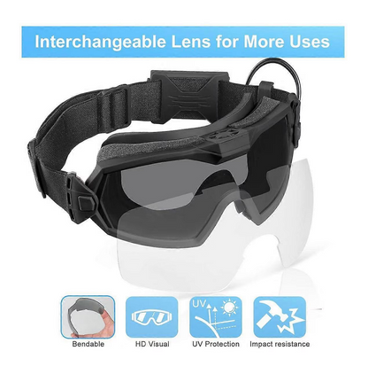 Taktická ochranná maska, brýle s vestavěným ventilátorem, Anti-Fog